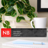 Monogram Red Gray Muster Modern Namensplakette