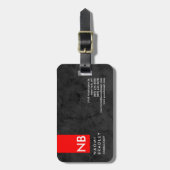 Monogram Red Gray Muster Moderner Berater Gepäckanhänger (Vorderseite vertikal)