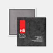 Monogram Red Gray Muster Moderner Berater Magnet (Vorderseite/Rückseite)