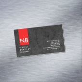 Monogram Red Gray Muster Moderner Berater Magnetische Visitenkarte (Beispiel)
