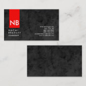 Monogram Red Gray Muster Moderner Berater Visitenkarte (Vorne/Hinten)