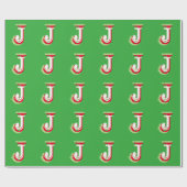Monogram Red Green Christmas Wrapper Geschenkpapier (Flach)