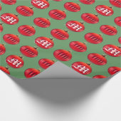 Monogram Red Green Weihnachtsschmuck Custom Geschenkpapier (Ecke)