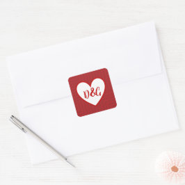 Monogram Red Heart Stickers
