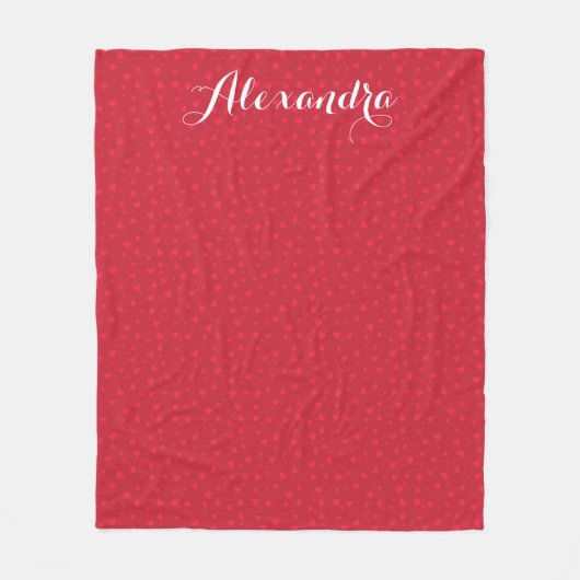 Monogram Red Hearts Elegantes Design Fleecedecke (Vorderseite)