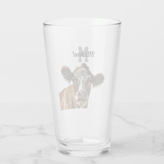 Monogram Red Holstein Cow Dairy Farm Livestock Glas (Rückseite)