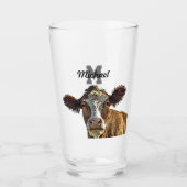 Monogram Red Holstein Cow Dairy Farm Livestock Glas (Vorderseite)