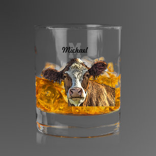 Monogram Red Holstein Cow Dairy Farm Livestock Whiskyglas