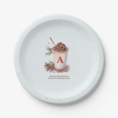 Monogram Red Hot Cocoa Coffee Weihnachtsfeier Pappteller (Vorderseite)