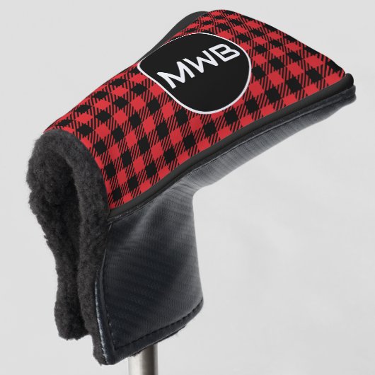 Monogram Red Kariert Golf Blade Putter Head Cover Headcover (3/4 Vorderseite)