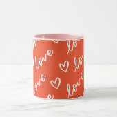 Monogram Red Liebe Herz Muster Tasse (Zentrum)