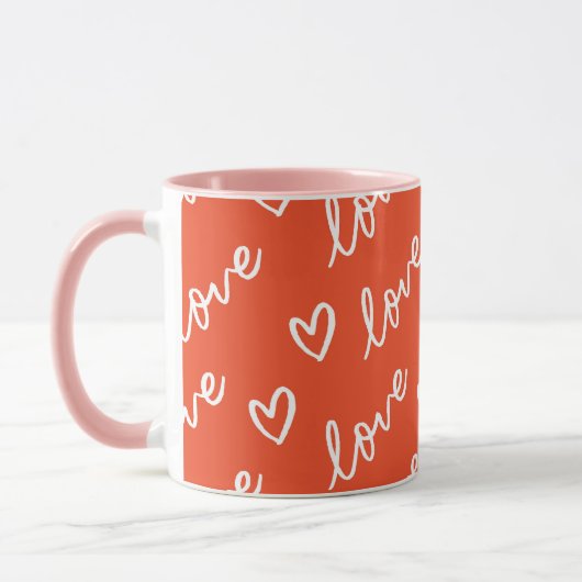Monogram Red Liebe Herz Muster Tasse (Links)