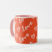 Monogram Red Liebe Herz Muster Tasse (Vorderseite Links)
