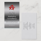 Monogram, Red Marketing Anarchy Sign, Metal-Look Visitenkarte (Vorne/Hinten)