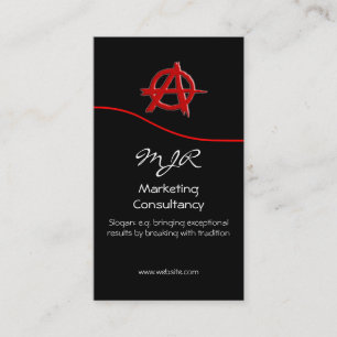 Monogram, Red Marketing Anarchy Sign, Red Swoosh Visitenkarte