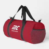 Monogram Red Minimalistisch White Name Custom Duffle Bag (Rechte Ecke)