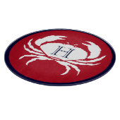 Monogram Red Navy Blue White Crab Nautic Schneidebrett (Ecke)