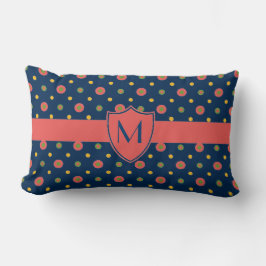 Monogram Red Navy Polka Dots Lumbar Pillow Lendenkissen