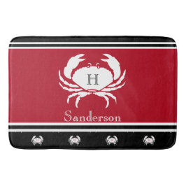 Monogram Red Schwarz-weiß Crab Nautical Kitebook R Badematte