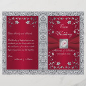 Monogram Red, Silver Foil-LOOK Wedding Program (Vorderseite)