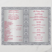 Monogram Red, Silver Foil-LOOK Wedding Program (Rückseite)