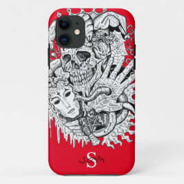 Monogram Red Skeleton Court Jester Case-Mate iPho iPhone Hülle