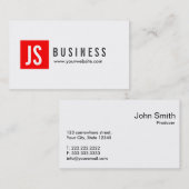 Monogram Red Square Producer Business Card Visitenkarte (Vorne/Hinten)