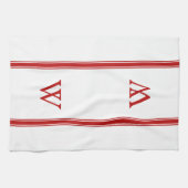 Monogram Red Strip Personalisiert Kitetücher Geschirrtuch (Horizontal)