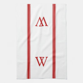 Monogram Red Strip Personalisiert Kitetücher Geschirrtuch
