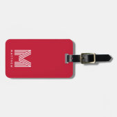Monogram Red Stylish Modern Minimalistisch Gepäckanhänger (Vorderseite horizontal)