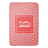 Monogram Red Three Tone Diamond Muster Badematte (Vorderseite Vertikal)