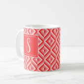Monogram Red Three Tone Diamond Muster Kaffeetasse (Vorderseite Links)
