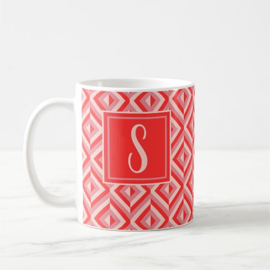 Monogram Red Three Tone Diamond Muster Kaffeetasse (Links)