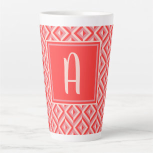 Monogram Red Three Tone Diamond Muster Milchtasse