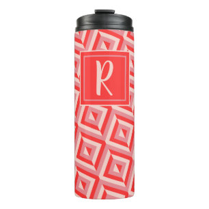 Monogram Red Three Tone Diamond Muster Thermosbecher