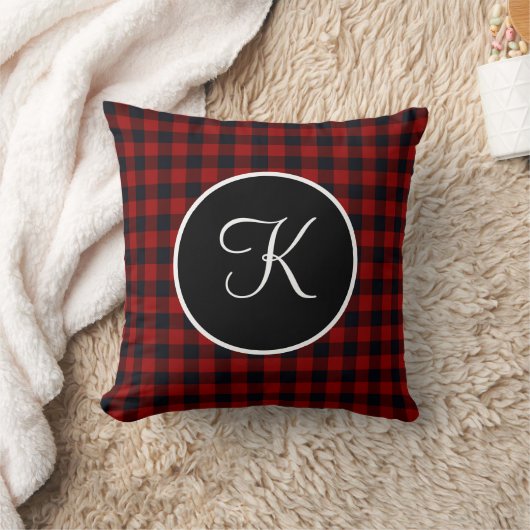 Monogram Red und Black Buffalo Kariert Throw Kisse Kissen (Decke)
