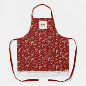 Monogram Red Valentine Herzmuster Schürze (Vorderseite)