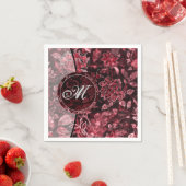 Monogram Red Vintag Floral Napkins 2 Serviette (Beispiel)