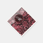 Monogram Red Vintag Floral Napkins 2 Serviette (Ecke)