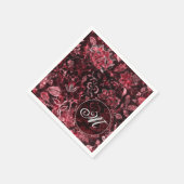 Monogram Red Vintag Floral Napkins Serviette (Ecke)