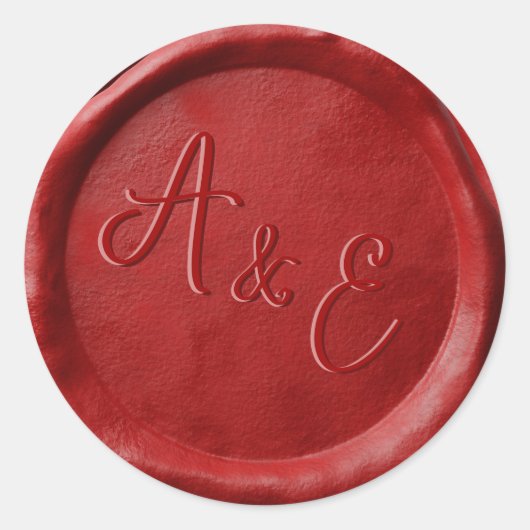 Monogram Red Wedding Wax Siegel Stickers (Vorderseite)