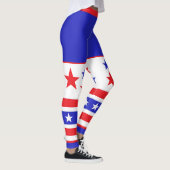 Monogram Red White and Blue US Flagge Leggings (Rechts)