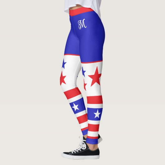 Monogram Red White and Blue US Flagge Leggings (Links)
