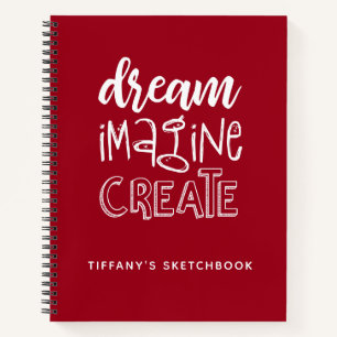 Monogram Red White Artist Sketchbook Notizblock