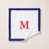 Monogram Red White Blue Block Pattern Badhandtuch Set (Waschlappen)