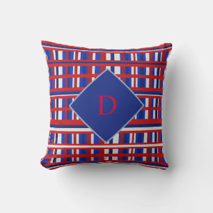 Monogram Red, White Blue Kariert Patriot Kissen