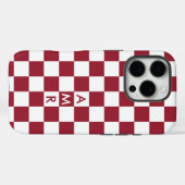 Monogram Red White Checkered Pattern Case-Mate iPhone Hülle (Rückseite (Horizontal))