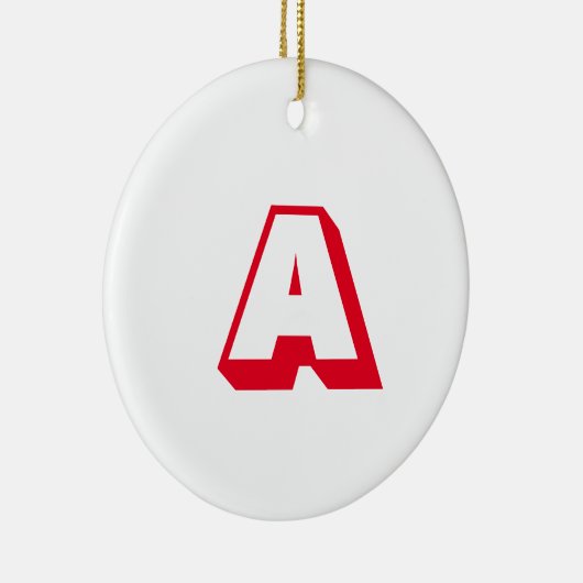 Monogram, Red white custom initiletter Weihnachten Keramik Ornament (Rechts)