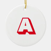 Monogram, Red white custom initiletter Weihnachten Keramik Ornament (Vorne)