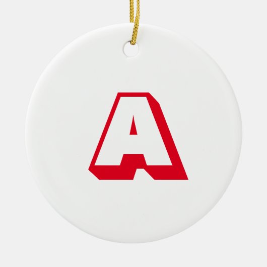 Monogram, Red white custom initiletter Weihnachten Keramik Ornament (Vorne)